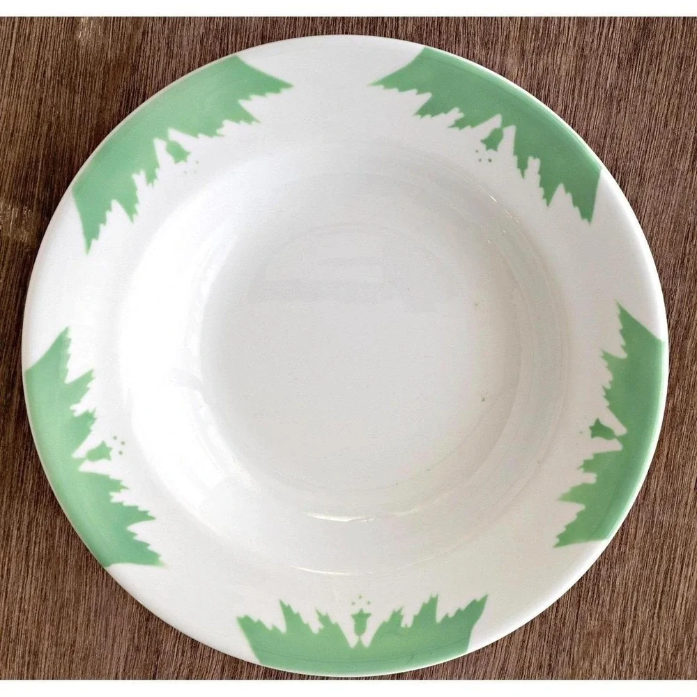 Vintage Sterling China Restaurant Bowl 1960s Airbrush Green Floral